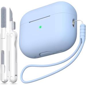 lot 12335 image: MHYALUDO for AirPods Pro 1st2nd Generation Case Cover, Military Grade Anti-Fall Soft Silicone Shock-Absorbing for AirPods Pro Case Skin Touch with Keychain and Cleaning Kit, Sky Blue