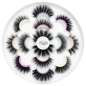 lot 12336 image: DYSILK Faux Mink Lashes -7 Pairs 6D Fluffy Natural Strip Lashes, Handcrafted Thin Band, Fake Eyelashes Reusable up to 15x, Cat��Eye False Eyelashes Volume  Style 005