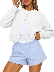 lot 12337 image: Trendy Queen Cropped Cardigan Sweaters for Women Lightweight Y2k Fall Outfits Spring Fashion Clothes 2026 White S