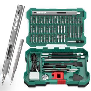 lot 12344 image: HYCHIKA Precision Screwdriver Set, Mini Electric Screwdriver 67-in-1 with 52 Magnetic Bits, 3 Torque Settings, LED Light & Rechargeable Repair Tool Kit for Computer Phone Camera