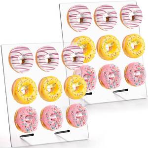 lot 12348 image: Yesland 2 Pack Upgraded Donut Wall Display Stand - Clear Acrylic Donut Holder Board with 9 Pillars Rectangular Bagels Holds for Party, Baby Shower, Bridal Shower, Wedding Treats - Will Not Tip Over