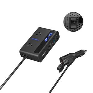 lot 12358 image: 200W Car Power Inverter, TESSAN 12V DC to 110V AC Converter with 2 AC Outlets and 6 USB Ports with 65W USB-C, Car Charger Adapter PDQC 3.0 Fast Charging, Car-Essentials for Camping, Road Trip, Black
