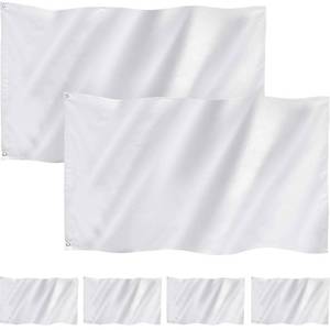 lot 12362 image: 6 Pieces 3 x 5 Feet Solid Plain Whitemulticolor Flags 250th Anniversary Pure Color DIY Flags Silk Taffeta Stitched Blank Banner with Grommets for Garden Backyard Playground Decoration(White)