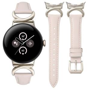 lot 12391 image: Minyee Leather Band Compatible with Google Pixel Watch 43 41mmPixel Watch 21 Bands Women,Slim Thin Dressy Designer Premium Leather Strap with C-Shape Metal Buckle, StarlightChampagne Gold