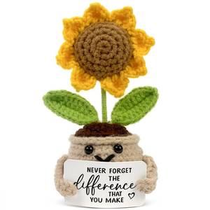 lot 12401 image: Tiny Detalles Birthday Gifts for Women - Mini Positive Crochet Sunflower, Unique Teacher Appreciation Gifts, Thank You Gifts for Women, Nurse, Friends, Coworker and Sunflower Decor