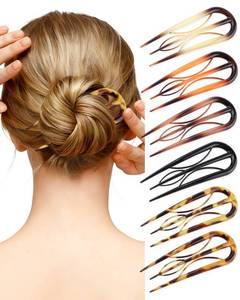lot 12405 image: French Hair Pin for Women - U-Shaped Hair Fork for Updos, Chignons & French Twists, Durable Acrylic, Secure & Elegant Styling for All Hair Types (Tortoiseshell)