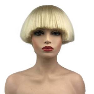 lot 12406 image: Aimole Short Yaki Straight Synthetic Wigs Blonde Mushroom Head Wig Bowl haircut Wigs Bob