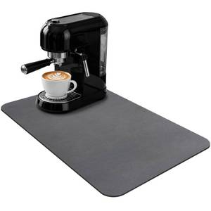 lot 12414 image: Coffee Mat 19x12 Inch, Dark Gray Coffee Maker Mat, Absorbent Hide Stain Rubber Backed Dish Drying Mat for Kitchen Counter, Bar Mats for Countertops, Under Coffee Bar Maker Machine Pot Espresso Staion