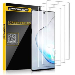 lot 12420 image: Ermorgen (3 Pack) TPU Screen Protector Compatible for Samsung Galaxy Note 10 High Definition Edge to Edge (Full Coverage) Case Friendly Anti-Scratch Bubble-Free