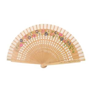 lot 12422 image: WRITWAA Spanish Wooden Foldable Hand Fan Double-sided Blue Floral Pattern Handheld Fan for Women Wedding Dance Party Decoration Vintage Design