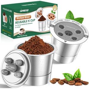 lot 12427 image: CAPMESSO Reusable K Cups for Keurig 2025 Updated My K cup Metal Coffee Filter Refillable Coffee Pods with 5 Holes - for K SupremeK SlimK-Duo Gen2K-Brew Chill with MultiStream Technology (2 Pack)