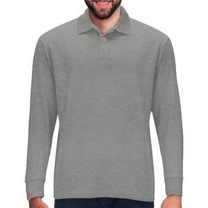 lot 12428 image: Premium Wear Long Sleeve Polo Shirt for Men, Cotton-Blend Fabric Golf Shirt with Collar, 3-button Placket, Stain Guard, Elastic Cuffs, Side Split Hem, Casual Tennis Shirt Work & Play, Heather Grey 4XL