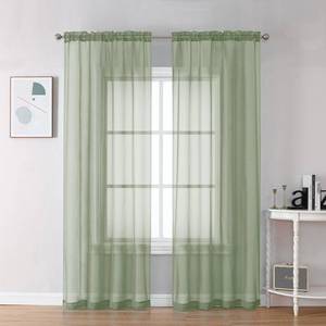 lot 12442 image: OVZME 2 Panels Sheer Sage Green Curtains 72 Inches Length Window Treatment for Kitchen, Elegant Airy Transparent Curtain Draperies Rod Pocket for Kids Living Room, Each 42 Width 72 Length