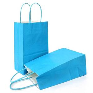 lot 12448 image: AZOWA Gift Bags Mini Kraft Paper Bags with Handles (6 x 4.7 x 2.4 in, Blue Color, 50 Pcs)