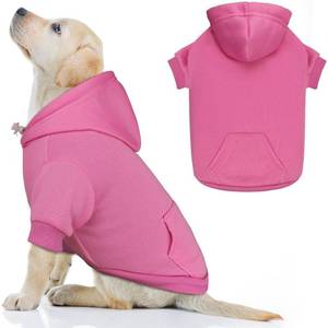 lot 12449 image: Dog Hoodie Dog Sweaters for Large Dogs Dog Sweater Solid Soft Brushed Fleece Dog Clothes Dog Hoodie Sweatshirt with Pocket(Pink-L)