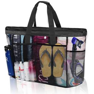 lot 12450 image: wanchel Extra Large Mesh Beach Bag, Tote Bag for Beach with Zipper