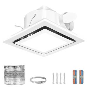 lot 13720 image: Orvexa Bathroom Exhaust Fan with Light, 140 CFM 1.0 Sone Quiet Bathroom Fan with Light, 12 x 12 Panel, 10 x 10 Ceiling Opening, 4 Duct, 6500K 1200LM LED, Independent Fan & Light Controls