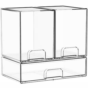 lot 13728 image: Yieach 3 Set Baby Bottle Organizer for Countertop,BPA Free Bottle Station Organizer for Breast Pump Parts,Pacifier and Baby Accessories,Clear Stackable Storage Drawers and Home Edit Storage Containers