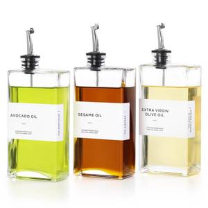 lot 13747 image: MIWUYI Olive Oil Dispenser Bottle for Kitchen, 3 Pack Glass Oil and Vinegar Dispenser Set, Elegant Book Design, Durable, Leak-Proof, Easy-Pour Spouts, Perfect for Kitchen, Dining Table (17oz)