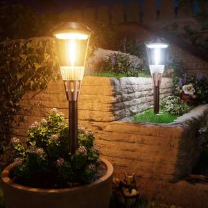 lot 13752 image: BITPOTT Bright Solar Lights Outdoor 6 Pack, 2-in-1 Warm&Cool Solar Pathway Lights Waterproof IP65, Auto OnOff Outdoor Light for Path Walkway Driveway Lawn