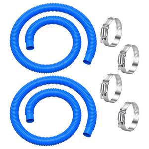 lot 13775 image: MUSCCCM Pool Pump Hose for Above Ground Pools, 1.25 Pool Hose, 59 Long Accessory Pool Pump Replacement Hoses, For Intex Pool Filter Pump 607 637 with 4 Metal Clamps (2Pack-Blue)