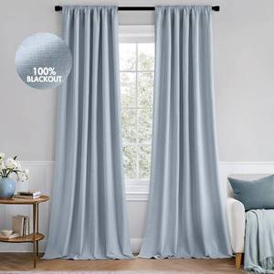 lot 13776 image: MIULEE 100% Blackout Curtains 72 Inch Long 2 Panels for Bedroom, Thick Black Out Curtain Room Darkening Back Tab Pleat Floor to Ceiling Window Drapes with Hooks for Living Room, Chambray Blue