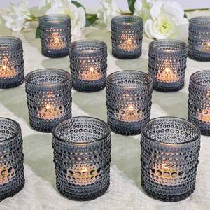 lot 13788 image: SUPMIND 24 Pcs Votive Candle Holders, Glass Holders Bulk for Table Centerpiece, Tea Lights Candle Holders for Wedding Shower, Party and Home Decor Dark Blue