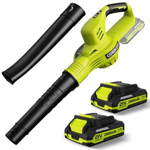 lot 13789 image: Leaf Blower Cordless - 21V Powerful Electric Leaf Blower with 2 Batteries and Charger, 2 Speed Modes, 2.0Ah Lightweight Battery Powered Leaf Blowers for Lawn Care, Patio, Dust, Blowing Leaves