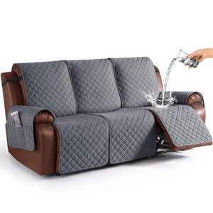 lot 13794 image: KinCam Waterproof Recliner Sofa Cover, Non-Slip Reclining Couch Covers for 3 Seat, Recliner Couch Cover Furniture Protector with Elastic Straps for Pets, Kids, Dark Gray