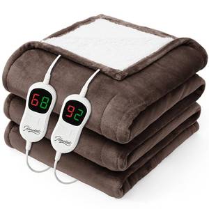 lot 13798 image: Homemate Electric Heated Blanket Queen - 84x90 Heating Bed Blankets Throw with 10 Heating Levels 8 Hours Auto Off Fast Heating Over-Heated Protection Ultra Soft Warm Flannel ETL Certified Brown