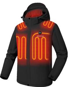lot 14198 image: Venustas Mens Heated Jacket with Battery Pack, Waterproof & Windproof Electric Insulated Heated Coat with Detachable Hood