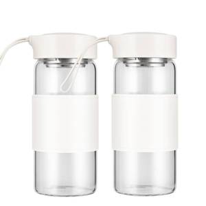 lot 14207 image: BNCWCQZ Small Glass Shaker Bottle, 2 Pack 16oz BPA Free Odorless Shaker Bottle with 304SS Mixing Ball and Removable Cleaning Brush for Fitness & Protein Shakes(White-2Pack)