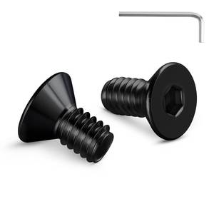 lot 14217 image: BNUOK #8-32 Screws, 200Pcs #8-32 x 14 Inch Flat Head Socket Cap Machine Screws, 304 Stainless Steel 18-8 Countersunk Bolts, Black Zinc Finish, Full Thread (with Hex Spanner)