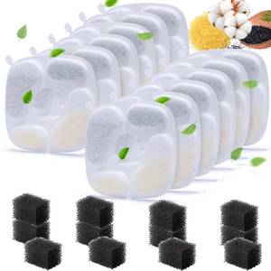 lot 14218 image: RBAYSALE Cat Water Fountain Filter, 24 Pcs Replacement Filters for 95oz2.8L Automatic Pet Fountain Cat, Dog Water Dispenser, 3 Triple Filtration System