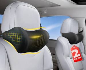 lot 14228 image: 2-Pack Car Neck Pillow Ergonomic Memory Foam Car Headrest Pillow, Neck Support Pillow for Long Drives, Headrest Support Cushion for Pain Relief, Universal Fit for Cars, SUVs & Trucks �� Black