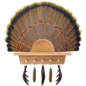 lot 14237 image: CroBlissful Turkey Fan Mounting Kit for Hanging Tail, Feather, Beard, Wall Mounted Turkey Hunting Tail Display, Durable Easy to Assemble, Trophy Mount , 13.8 Inch (Brown Color,Classic,1 Pack)