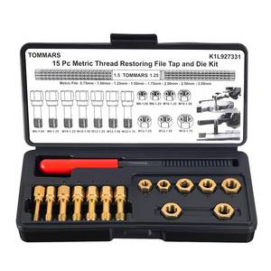 lot 14241 image: TOMMARS 15-Piece Metric Thread Chaser Set, M6 M8 M10 M12 Thread Restorer Tool Rethreading Repair Kit