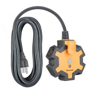 lot 14242 image: DEWENWILS Industrial Power Strip with 5-Outlet Power Hub, 15FT Heavy Duty Extension Cord for Garage, Workshop, 143 AWG SJTW, 15A Circuit Breaker, Swivel Safety Covers, ETL Listed Yellow