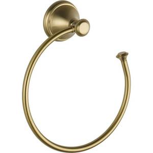 lot 14243 image: Delta Hand Towel Holder  Square Champagne Bronze Ring for Hanging Towels in Kitchen, Bathroom  Cassidy Accessories