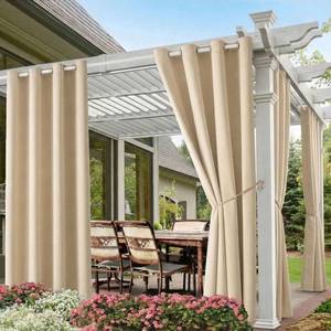 lot 14254 image: Waterproof Outdoor Curtain W52 x L84 - Grommet Top Sunlight Blocking Window Treatment Drapes Blackout Curtains for Home Bedroom Living Room Patio Porch Pergola Cabana Gazebo (Beige, 2 Panels)