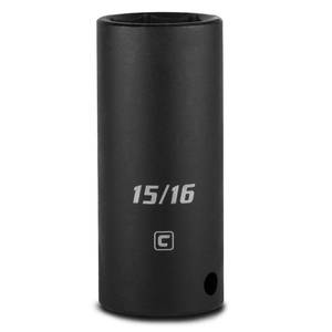 lot 14289 image: Capri Tools 12 in. Drive 1516 in. 6-Point SAE Deep Impact Socket, Black, 1227338