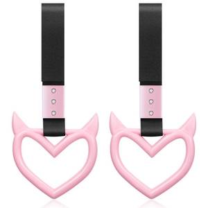 lot 14293 image: Fabbay 2 Pieces Heart Handle Keychains Car Accessory Heart Hand Strap Drift Charm for Car Interior Exterior Decoration(Pink,Devil Style)
