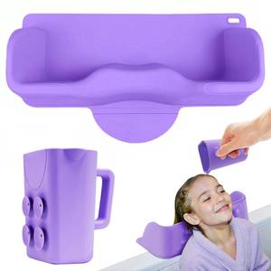 lot 14299 image: Portable Hair Washing Station for Kids, Toddlers, Children, Teens, Silicone Hair Washing Basin for Sink or Bathtub, Tear-Free Shampoo Bowl with Rinser Cup, Neck Support for Kids, Purple
