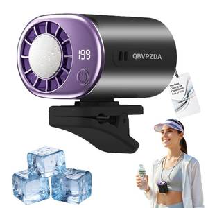 lot 14302 image: QBVPZDA 2026 Personal Portable Car Clip-On Air Conditioner Fan with 360° Rotation 199 Speeds Adjustable USB Rechargeable LED Display for Office Car Outdoor Beach (Blackish-gray)