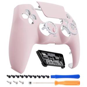 lot 14308 image: eXtremeRate Luna Redesigned Front Shell Touchpad Compatible with ps5 Controller BDM-010 020 030 040 050, Cherry Blossoms Pink DIY Replacement Faceplate Touch Pad Cover Compatible with ps5 Controller