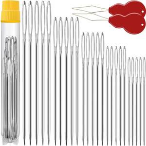lot 14321 image: Premium Large Eye, Large Gauge Needles for Hand Sewing - Assorted Sizes, Including Embroidery - 2550 PCs with 2 Threaders