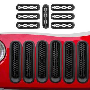 lot 14330 image: SQQP Mesh Grill Insert Grille Inserts Cover Fit for 2007-2018 Jeep Wrangler JK JKU(Matte Black)