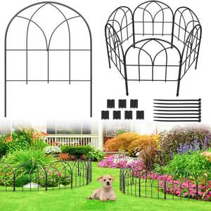 lot 15584 image: Youpehom Small 12.5516.53 Decorative Garden Fencing Border, No Dig Fences Barrier, Black Metal Fence, Garden Edging Fence Panel, Dog Fence Outdoor for Yard, Flower Bed (6 pcs)
