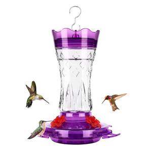 lot 15592 image: BOLITE Glass Hummingbird Feeders for Outdoors Hanging, Built-in Ant Moat, 4 Bee Guard Feeding Ports with Perches, Leak Proof, 15 Ounces, Stars Decor, Purple, Gifts for Women Men, Gifts for Mom Dad
