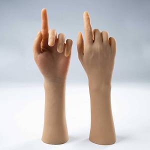 lot 15596 image: Realistic Silicone Male Long arm Hand Model with Bones Fake Hand Flexible Finger Bendable Wrist Mannequin Hand for Jewelry Display Nail Art Practice��one Pair��